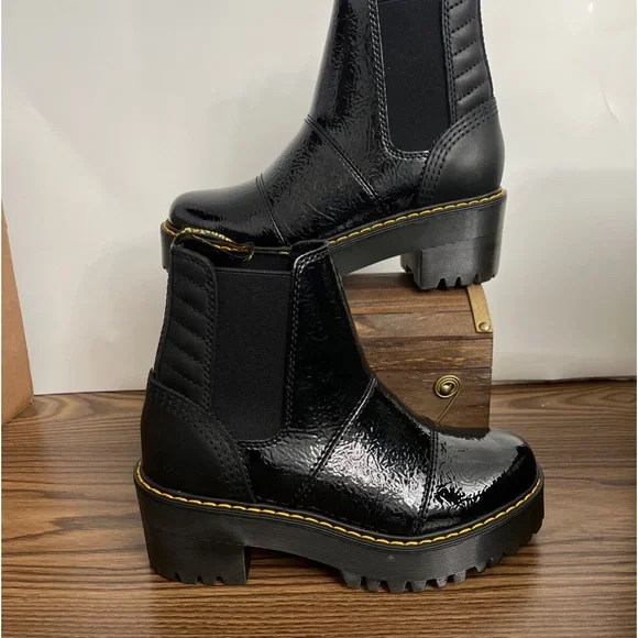 Martens Shoes Dr Martens Rozalie Black Distressed Patent